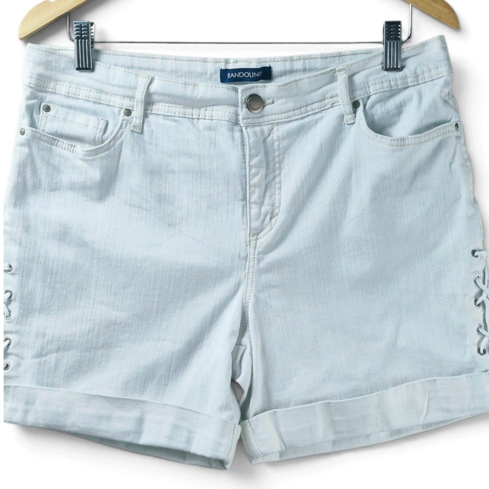 Bandolino Mandie Shorts Women 12P White Excellent Lace Up Side Denim